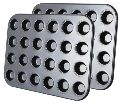 Mini-Muffin-Backform 2er Pack, 24 Mulden, antihaft, 38x26x2 cm