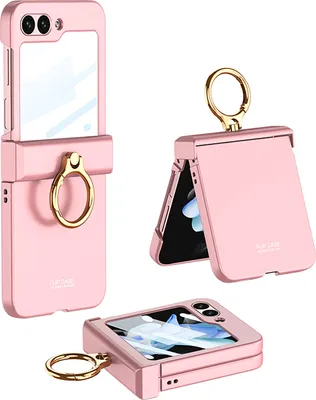 Produktbild von Hülle für Samsung Galaxy Z Flip 5 Hart PC Schutzhülle Eingebauter Displayschutz mit Scharnierschutz und Ringständer Orange