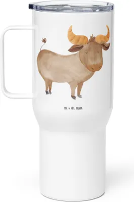 Produktbild von Mr. & Mrs. Panda Teetasse Sternzeichen Stier - Weiß - Geschenk, Geburtstag April, Ochse, Mehrwegbecher, Rind, Trinkgefäß, thermosbecher, Thermobecher, Kaffee-to-go-Becher