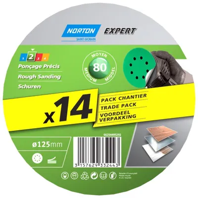 Image de Lot de 14 disques abrasifs l.125 x L.125 mm grain 80