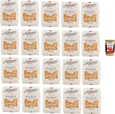 Produktbild von 20x La Molisana Penne Lisc N. 18 Pasta Lenta Lavorazione Teigwaren aus Hartweizengrieß Bronze-Zeichnung 500g + Italian Gourmet Polpa 400g