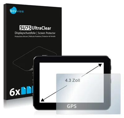 Produktbild von 6x Schutzfolie für Navigation mit 10.9 cm (4.3 Zoll) Displays 96.5 x 55.3 mm Savvies Displayschutz Display Schutz Folie Klar Transparent