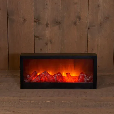 Produktbild von Anna's Collection LED Deko Kamin Feuersimulation Wand schwarz 6/18h Timer 45x10x20cm