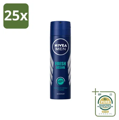Productafbeelding van 25 x NIVEA MEN Fresh Ocean Deodorantspray - 150 ml - Voorraadverpakking - 25 stuks