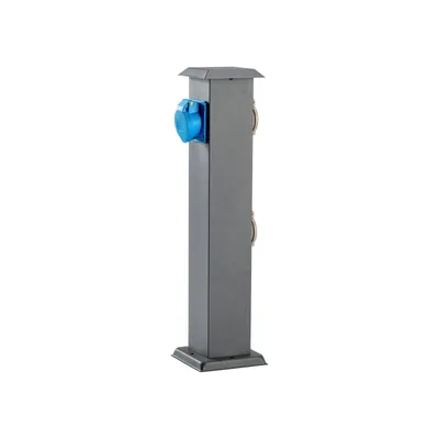 Produktbild von Garten Steckdosensäule aus Edelstahl, Outdoor, IP44, mit 2-Steckdosen und 1 CEE Steckdose 16A, Farbe: Anthrazit,(Anthrazit, Höhe 50 cm)