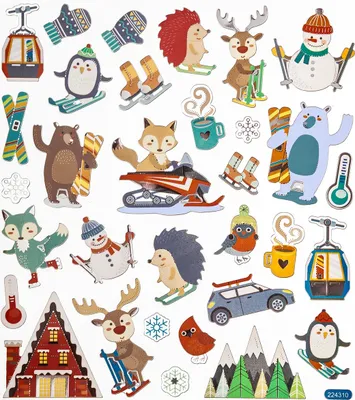 Immagine prodotto di Adesivi decorativi WINTERSPORT Animali Invernali 32 pz