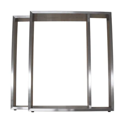 Two metal table legs are shown against a white background.