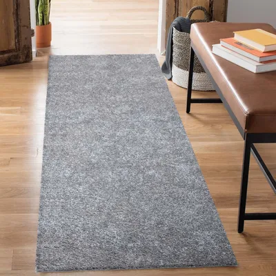 Produktbild von Shaggy Hochflor Teppich Flur - Läufer 80x300 cm - Grau - Schlafzimmer-Teppiche Einfarbig