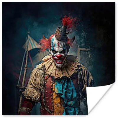 Produktbild von MuchoWow® Poster Clown - Horror - Kleidung - Porträt 100x100 cm - Babyzimmer