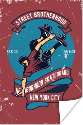 Produktbild von MuchoWow® Poster Skateboard - Mann - Retro - Zitat 60x90 cm - Wanddekoration