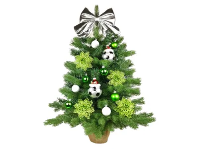 Produktbild von Geschmückter künstlicher Weihnachtsbaum FUSSBALL GESCHENK 60 cm mit LED-BELEUCHTUNG IM TOPF
