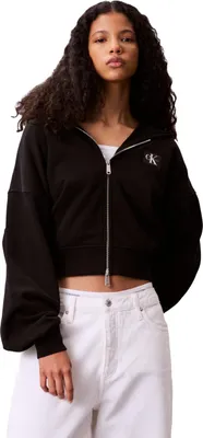 Productafbeelding van Calvin Klein dames sweatshirt met rits, gemaakt van French terry, met een badge logo