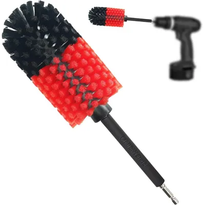 Produktbild von Felgenbürste für Akkuschrauber, Felgenreiniger Bürste Bohrmaschine, Schwarz/Rot