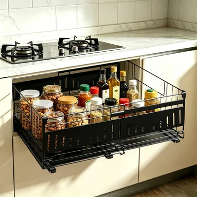 Immagine prodotto di Organizzatore da cucina estensibile con 3 cassetti e larghezza regolabile