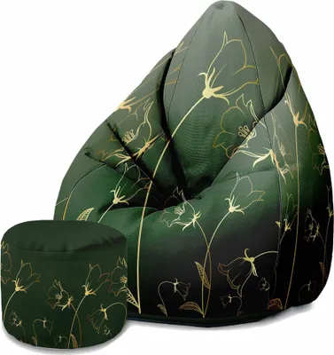 Obrázek produktu pro Dreamroots sedací vak 80x80x120cm sedací vak s opěradlem a stoličkou a potahem Sedací polštář Podlahový pytel sedací vak s výplní Envgraving Botanical Pattern