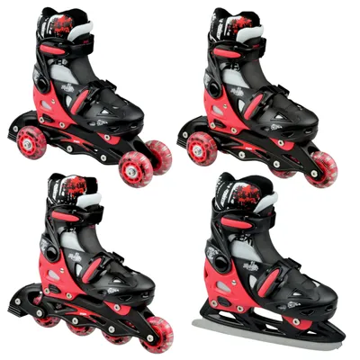 Produktbild von 4in1 Inlineskates/Triskates/Rollschuhe/Schlittschuhe Raven Singer Red 37-40