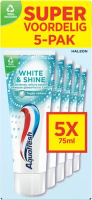 Zdjęcie produktu dla Pasta do zębów Aquafresh White & Shine – dla bielszych zębów – zestaw ekonomiczny – 5 tubek - 1 sztuka