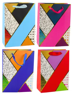 Produktbild von Geschenktüte aus Papier mit geometrischen Mustern, 23 x 18 x 10,5 cm
