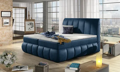 Produktbild von NABBI Gepolstert Doppelbett mit Stauraum Varesa 180 - dunkelblau (Monolith 77)