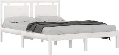Productafbeelding van Massief Houten Tweepersoons Bedframe 160x200 cm Wit