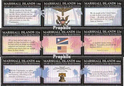 Produktbild von Briefmarken Marshall-Inseln 1987 Mi 125-133 Dreierstreifen (kompl.Ausg.) postfrisch 200 Jahre Verfassung der USA