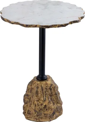Image de PTMD Table d'appoint Alexa Marbre blanc/or - Ø40 x 55 cm