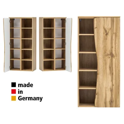 Produktbild von Badezimmerschrank mit Regal 60 cm KAHLA-03 in Wotan Eiche Nb., B/H/T: ca. 60/130/35 cm