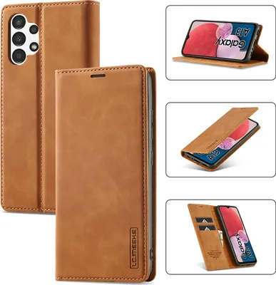 Obrázek produktu pro Galaxy A13 4G Kožené pouzdro s funkcí stojánku a držákem karet, peněženkový design pouzdro pro Samsung Galaxy A13 4G Hnědý