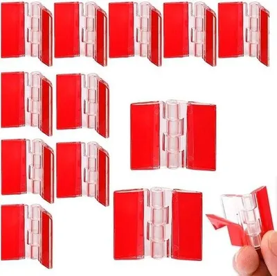 Immagine prodotto di Cerniere acriliche trasparenti autoadesive - 12 pezzi - piccole - pieghevoli - per armadi, cassetti, mobili - fai da te - 35 x 30 .