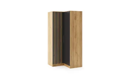 Produktbild von Sorento Eckkleiderschrank - Schwarz, Lamellen Craft Gold - 100 x 100 x 61 x 215 cm