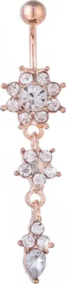 Produktbild von Blumenrhinestone baumelnder Nabelring für Frauen, Bauchnabelpiercing-Schmuck-Roségold