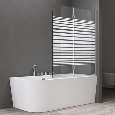 Produktbild von doporro Duschwand für Badewanne Badewannenaufsatz 120x140cm Design Duschabtrennung 6mm ESG-Sicherheitsglas nach DIN EN 12150-1 teilsatiniert inkl. NANO-Beschichtung Badewannenfaltwand