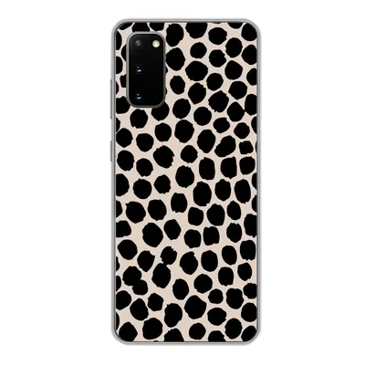 Produktbild von MuchoWow® Handyhülle Schutzhülle Hülle für Samsung Galaxy S20 Polka dots - Schwarz - Beige Silikon Softcase Handy Hülle - Bild