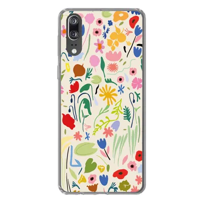 Produktbild von MuchoWow® Handyhülle Schutzhülle Hülle für Huawei P20 Blumen - Muster - Pflanzen Silikon Softcase Handy Hülle - Hardcover