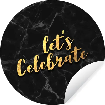 Produktbild von MuchoWow® Runde Wandtattoo - Wandsticker Tapete Aufkleber Zitat - Party - Gold - Marmor Ø 50 cm Selbstklebend und Repositionierbar - Wandaufkleber - Kreis - Wand Kreis - Wand Bild - Foto Tapete - Selbstklebende - Wohnzimmerdekoration - Wand Dekoration - Kinderzimmer