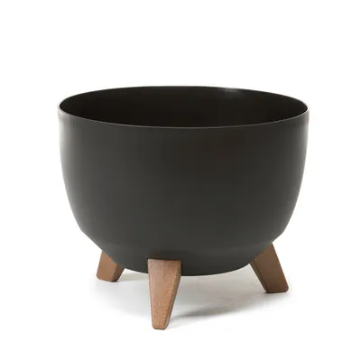 Produktbild von Blumentopf mit Füßen Retro Vintage Schüssel D 29 cm H 23 cm schwarz Pflanzkübel Kunststoff
