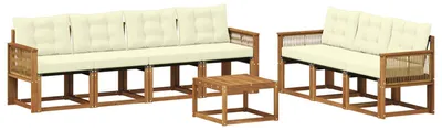 Imagen del producto de vidaXL Juego de sofás de exterior, 8 piezas, color natural y crema