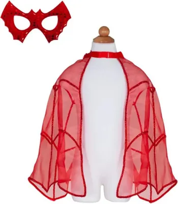 Produktbild von Rotes Fledermaus-Cape mit Maske, Kindercape