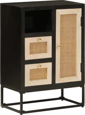 Obrázok produktu pre Maison Exclusive – Komoda Schwarz, 55 x 30 x 76 cm, masívne drevo mango a kov