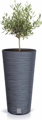 Produktbild von Spetebo Pflanzkübel, Kunststoff, anthrazit, 58 x 30 cm, konisch, Rillen Design, wetterfest, mit Einsatz für Garten, Balkon & Terrasse