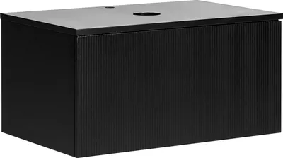 Produktbild von BELIANI Waschbeckenunterschrank Schwarz 80 x 52 cm mit Schubladen Geriffelte Optik Modernes Design Hängeschrank Bad Unterschrank für Badezimmer