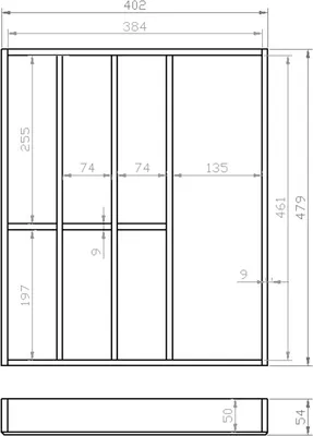 Produktbild von Besteckeinsatz BUCHE 50er Schubl. B 402 x T 479 mm passend für VERSION1 Grass Nova 19 mm Schubladen
