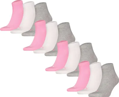 Produktbild von PUMA Uni Quartersocken, 12er Pack - Quarter Plain 12P, Logo, einfarbig Grau/Weiß/Rosa 39-42