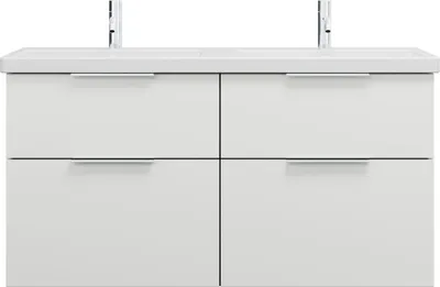 Image de burgbad Eqio double lavabo en céramique y compris meuble sous-lavabo avec 4 tiroirs, largeur 1230mm, SEYT123F2009C0001G0146