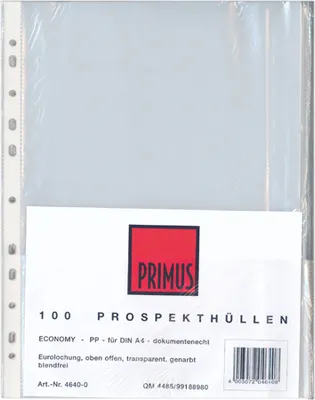 Produktbild von 500 (5x100) Prospekthüllen DIN A4 Klarsichthüllen
