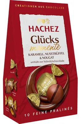 Produktbild von Hachez Glücksmomente Karamell, Nusstrüffel & Nougat 112g