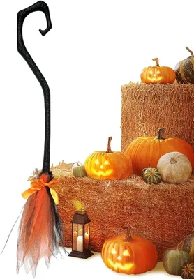 Produktbild von Halloween-Hexenbesen mit Schleife – 94 cm, tragbare Gruseldekoration für Haustür, Garten, Wand, Terrasse, Wohnung und Außenbereich