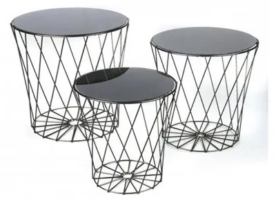Image de Lot 3 tables d'appoint - D 39 cm x 37,5 cm - Noir