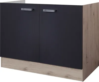 Produktbild von Spülenunterschrank ohne Arbeitsplatte - 100 cm breit - Anthrazit San Remo Eiche – Lino