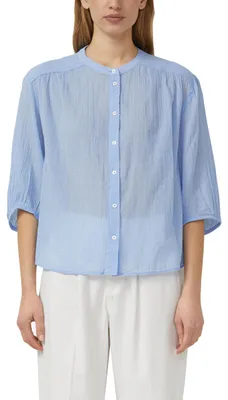 Produktbild von s.Oliver Damen Bluse – Relaxed Fit, Stehkragen, 3/4-Ärmel, kariert